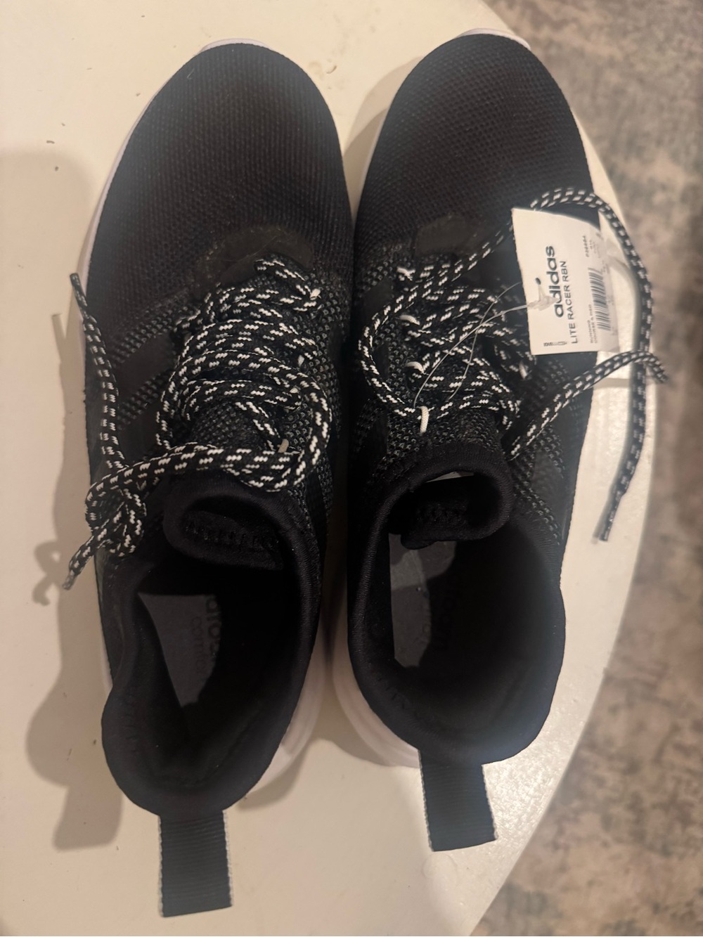 adidas Black Knit Athletic Sneakers with White-Patterned Laces